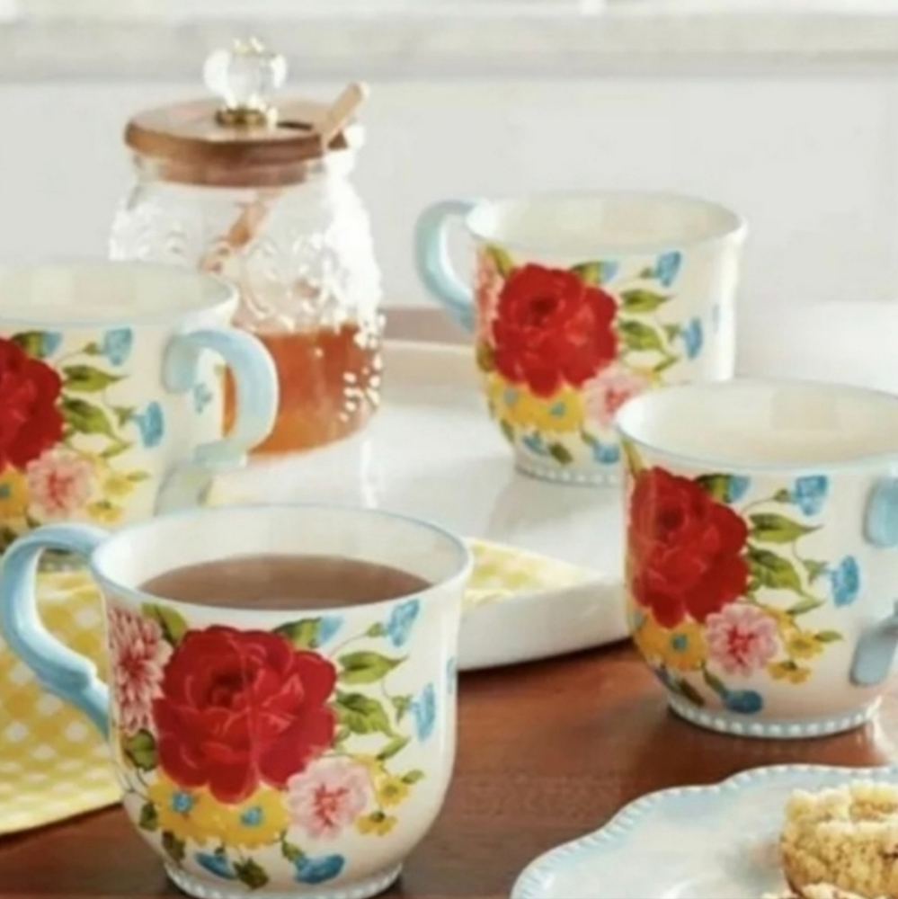 ❤️ New Pioneer Woman Sweet Rose 4 Piece Mug Set